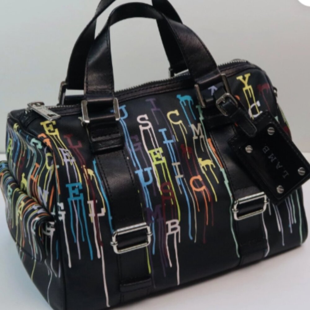 L.A.M.B. Signature Jackson Walderston Satchel Handbag Black Multicolour RARE